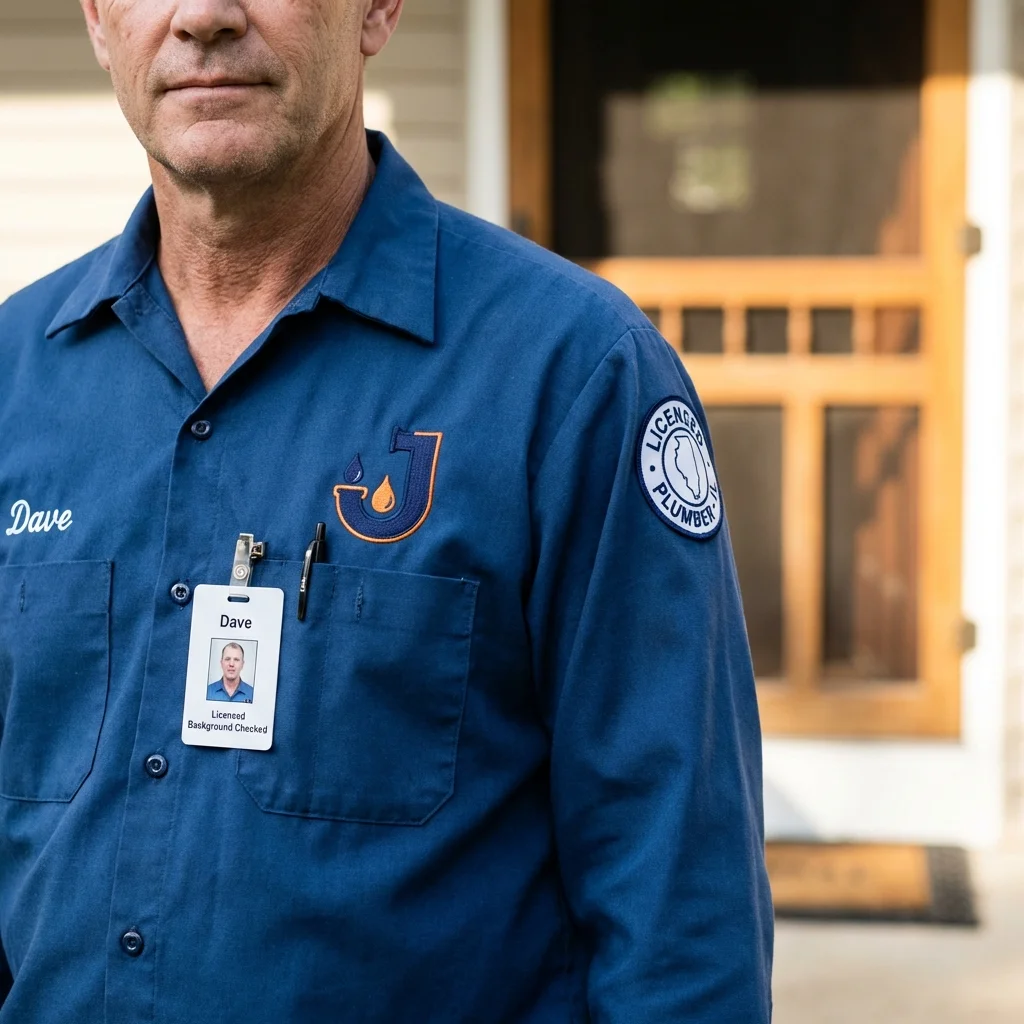 Licensed plumber showing ID badge in Clayton, NM