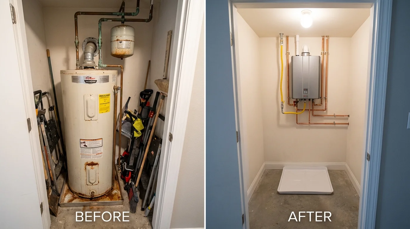 Tank water heater versus wall-mounted tankless unit comparison for Clayton, NM homeowners